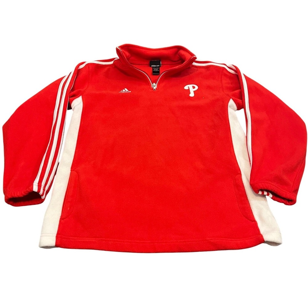 Adidas Philadelphia Phillies Quarter Zip Pullover Youth XL Red Fleece MLB Jacket